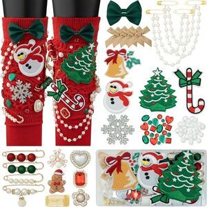 86 Pcs Junk Socks Charms Kit Red Green For Women Sock Charms with Safety Pins